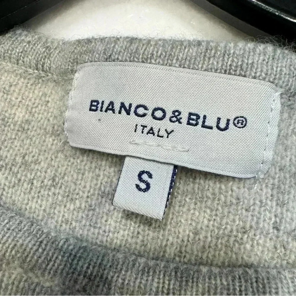 Bianco&blu Italian Marino wool & cashmere blend sweater gray & ivory size small - Picture 3 of 7